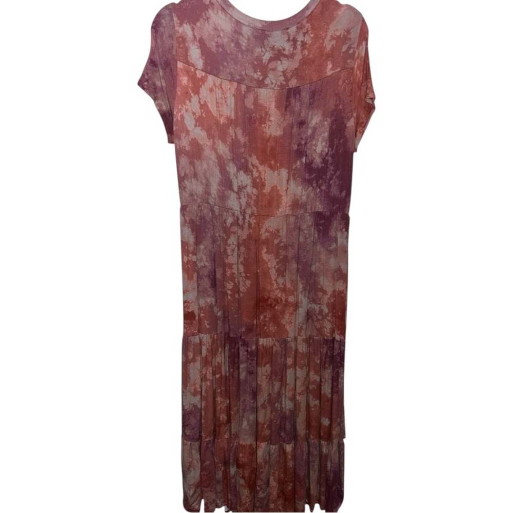 Torrid Super Soft Knits Tiered Tie Dye Stretch Knit Dress 0/L Oversized EUC - Picture 3 of 5
